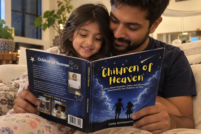 A father and daughter reading the book together